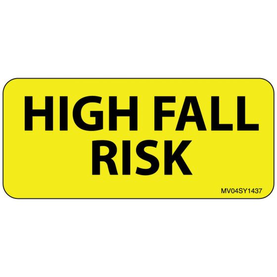 Label Paper Permanent High Fall Risk, 1" Core, 2 1/4" x 1", Yellow, 420 per Roll