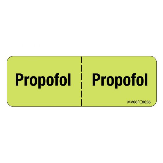 Label Paper Removable Propofol: Propofol, 1" Core, 2 15/16" x 1", Fl. Chartreuse, 333 per Roll