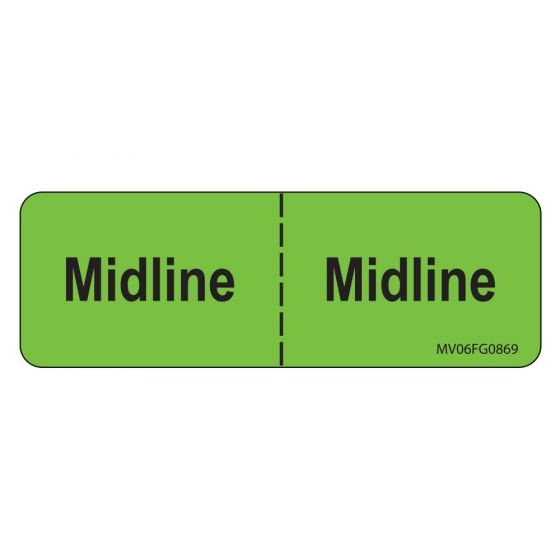 LABEL PAPER REMOVABLE MIDLINE : MIDLINE 1" CORE 2 15/16" X 1 FL. GREEN 333 PER ROLL