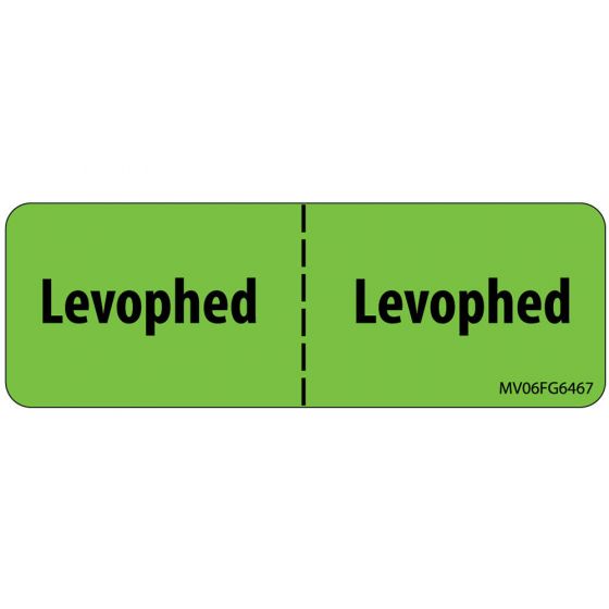 Label Paper Removable Levophed, 1" Core, 2 15/16" x 1", Fl. Green, 333 per Roll
