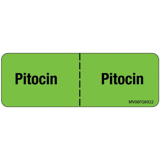 Label Paper Removable Pitocin: Pitocin, 1" Core, 2 15/16" x 1", Fl. Green, 333 per Roll
