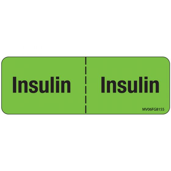 Label Paper Removable Insulin Insulin, 1" Core, 2 15/16" x 1", Fl. Green, 333 per Roll