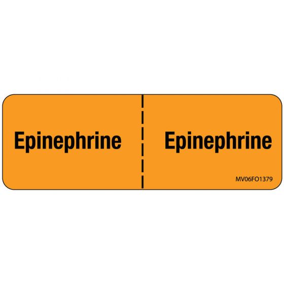 Label Paper Removable Epinephrine:, 1" Core, 2 15/16" x 1", Fl. Orange, 333 per Roll