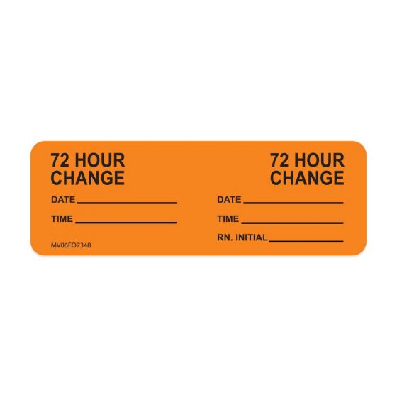 Label Paper Removable 72 Hour 72, 1" Core, 2-15/16" x 1", Fl. Orange, 333 per Roll