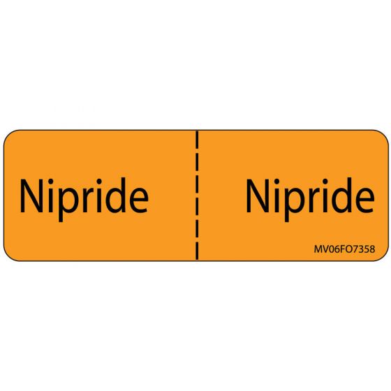 Label Paper Removable Nipride Nipride, 1" Core, 2 15/16" x 1", Fl. Orange, 333 per Roll