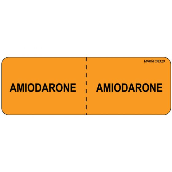 Label Paper Removable Amiodarone:, 1" Core, 2 15/16" x 1", Fl. Orange, 333 per Roll