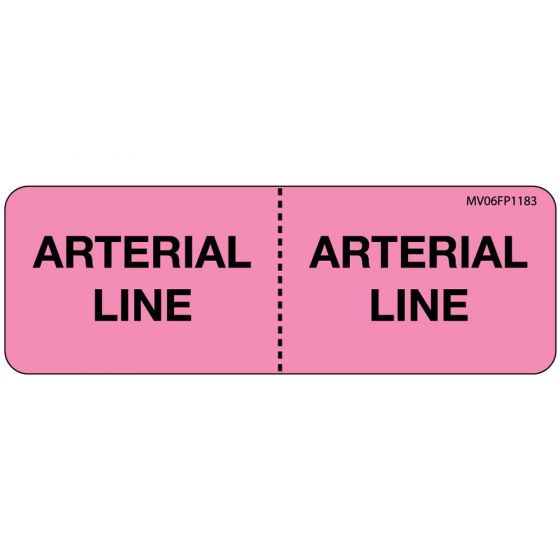 Label Paper Removable Arterial Line, 1" Core, 2 15/16" x 1", Fl. Pink, 333 per Roll