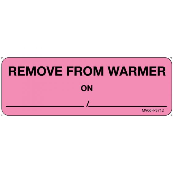 Label Paper Removable Remove From Warmer, 1" Core, 2 15/16" x 1", Fl. Pink, 333 per Roll