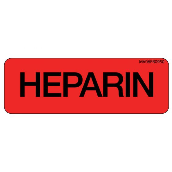 Label Paper Permanent Heparin 1" Core 2 15/16"x1 Fl. Red 333 per Roll