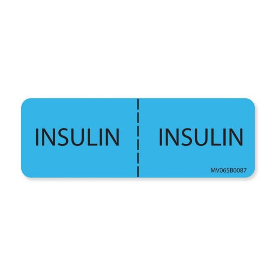 Label Paper Removable Insulin: Insulin, 1" Core, 2-15/16" x 1", Blue, 333 per Roll