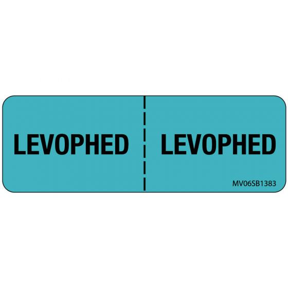 Label Paper Removable Levophed: Levophed, 1" Core, 2 15/16" x 1", Blue, 333 per Roll