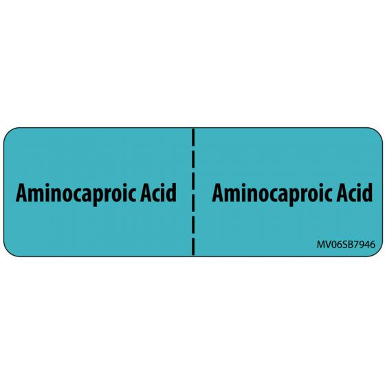 Label Paper Removable Aminocaproic Acid, 1" Core, 2 15/16" x 1", Blue, 333 per Roll