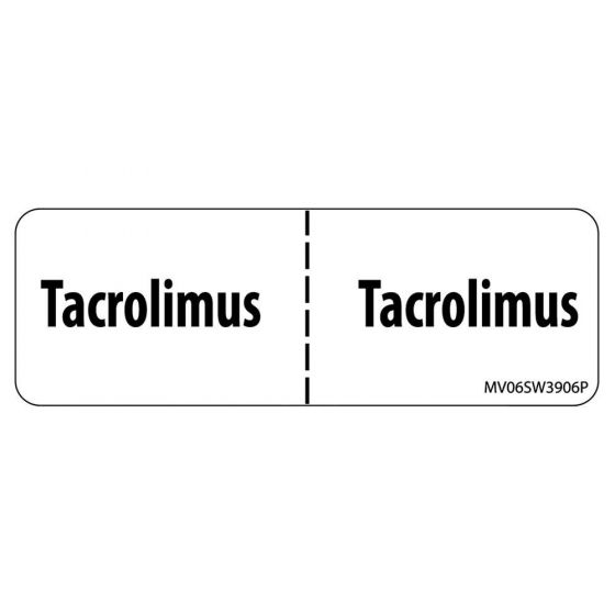 Label Paper Permanent Tacrolimus, 1" Core, 2 15/16" x 1", White, 333 per Roll