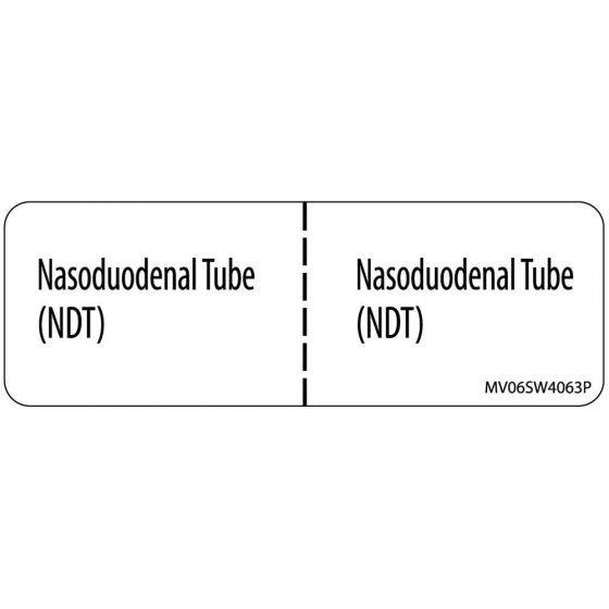Label Paper Permanent Nasoduodenal Tube, 1" Core, 2 15/16" x 1", White, 333 per Roll