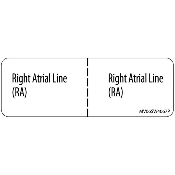 Label Paper Permanent Right Atrial Line, 1" Core, 2 15/16" x 1", White, 333 per Roll