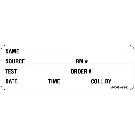 Label Paper Removable Name Source Rm# Itest, 1" Core, 2 15/16" x 1", White, 333 per Roll