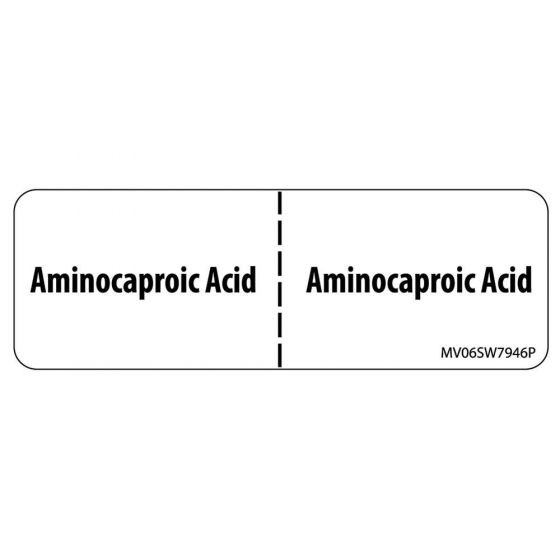 Label Paper Permanent Aminocaproic Acid 1" Core 2 15/16"x1 White 333 per Roll