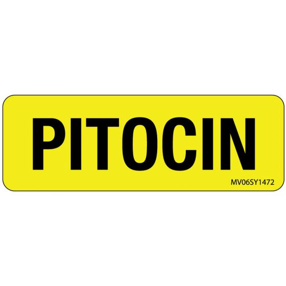 Label Paper Permanent Pitocin, 1" Core, 2 15/16" x 1", Yellow, 333 per Roll