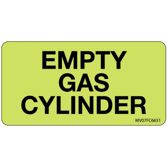 Label Paper Removable Empty Gas Cylinder, 1" Core, 2 15/16" x 1", 1/2", Fl. Chartreuse, 333 per Roll