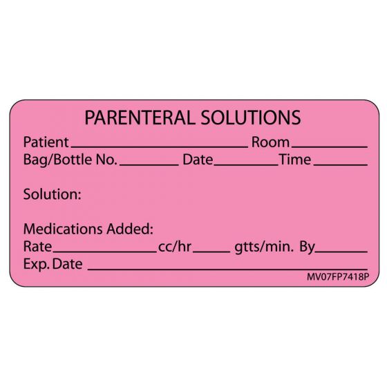 Label Paper Permanent Parenterial, 1" Core, 2 15/16" x 1", 1/2", Fl. Pink, 333 per Roll