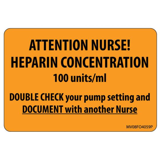 Label Paper Permanent Attention Nurse! 1" Core 2" 15/16"x2 Fl. Orange 333 per Roll