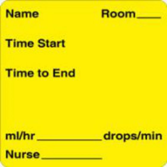 Label Paper Permanent Name Room ___ 2 1/2" x 2 1/2", Yellow, 500 per Roll