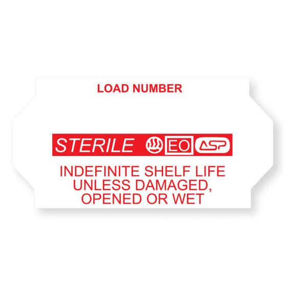 Label, Sterrad® | Compatible with Meto® 2026, Tyvek®, Permanent, "Sterile", 1-1/32" X 5/8", White with Red, 1125 per Roll, 12 Rolls per Box