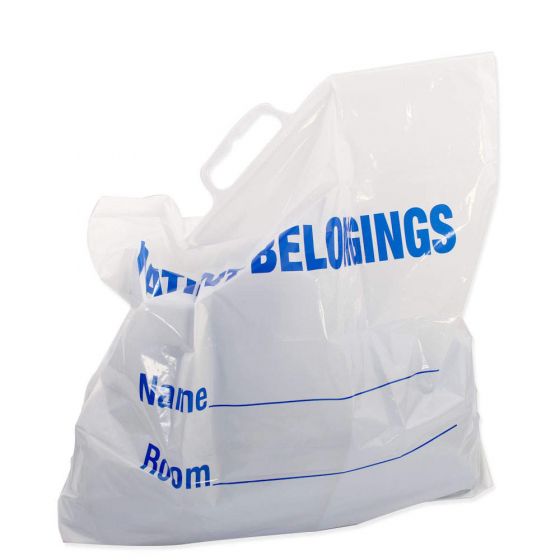 PATIENT BELONGINGS BAG RIGID HANDLE WHITE PLASTIC 18 1/2" X 20" X 3 1/2" - 250 PER CASE