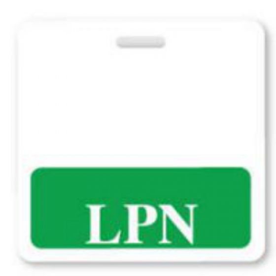 Badge Buddies Card Badge Plastic LPN 3-3/32" x 3-3/8" White with Green