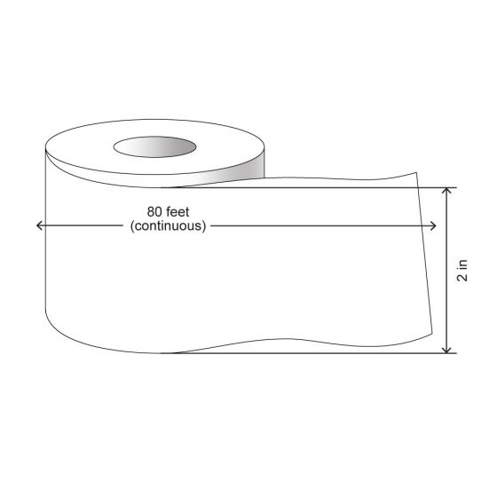 Direct Thermal Continuous Label, Paper, Permanent, 2 "x 80', 1" Core, White, 1 roll