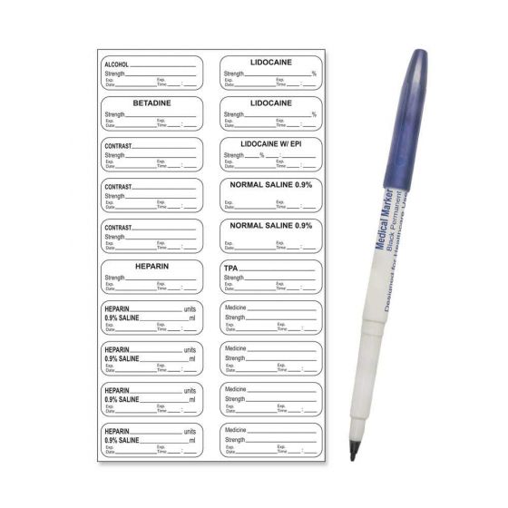 STERILE LABEL WITH PEN SYNTHETIC PERMANENT 2 1 1/2" X 1/2" WHITE 20 PER SHEET, 100 SHEETS PER BOX