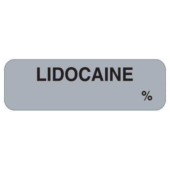 Anesthesia Label (Paper, Permanent) Lidocaine % 1 1/4" x 3/8" Gray - 1000 per Roll