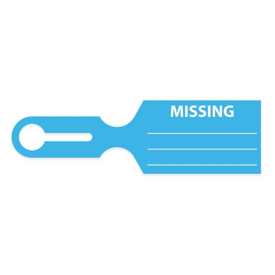 IDENT-ALERT™ MESSAGE TAG "MISSING" 8 1/2" X 2 1/2" BLUE 1000 PER CASE