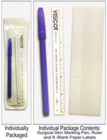Sterile Skin Marking Pen Includes Ruler, 9 Labels  Gentian Violet, 100 per Case