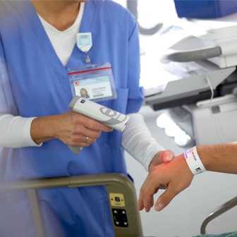 Patient ID wristband being scanned