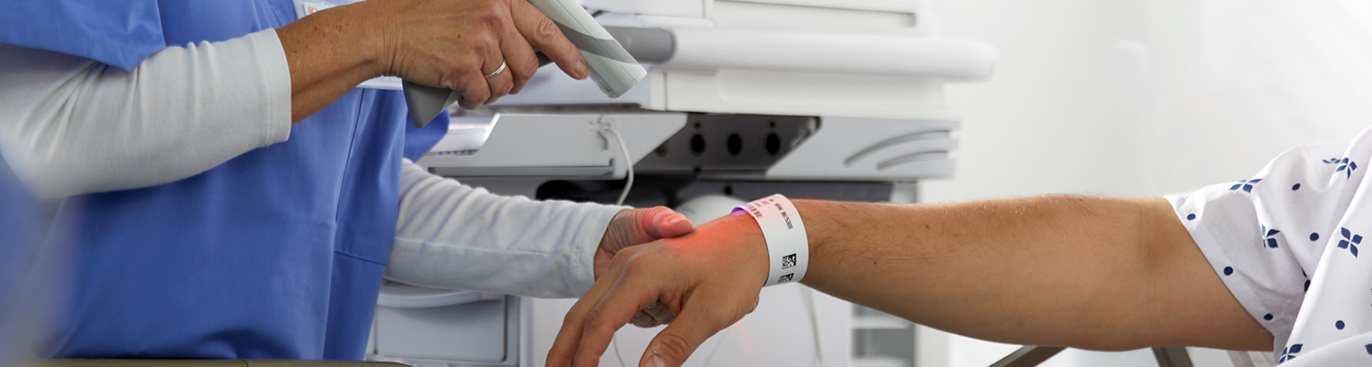 Patient ID wristband being scanned